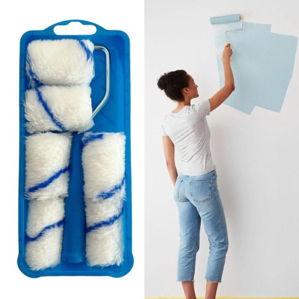 High-Density Fabric Paint Rollers Set 2Inch Smooth Finish Paint Roller Tray Lint-Free Mini Paint Roller Painting Walls