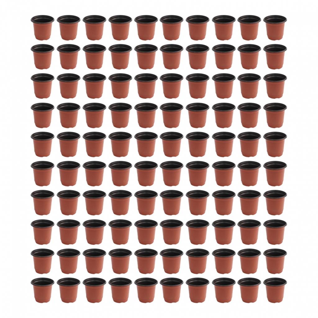100 Round Plastic Transplant Pots for Herbs and Cuttings In Red and Black