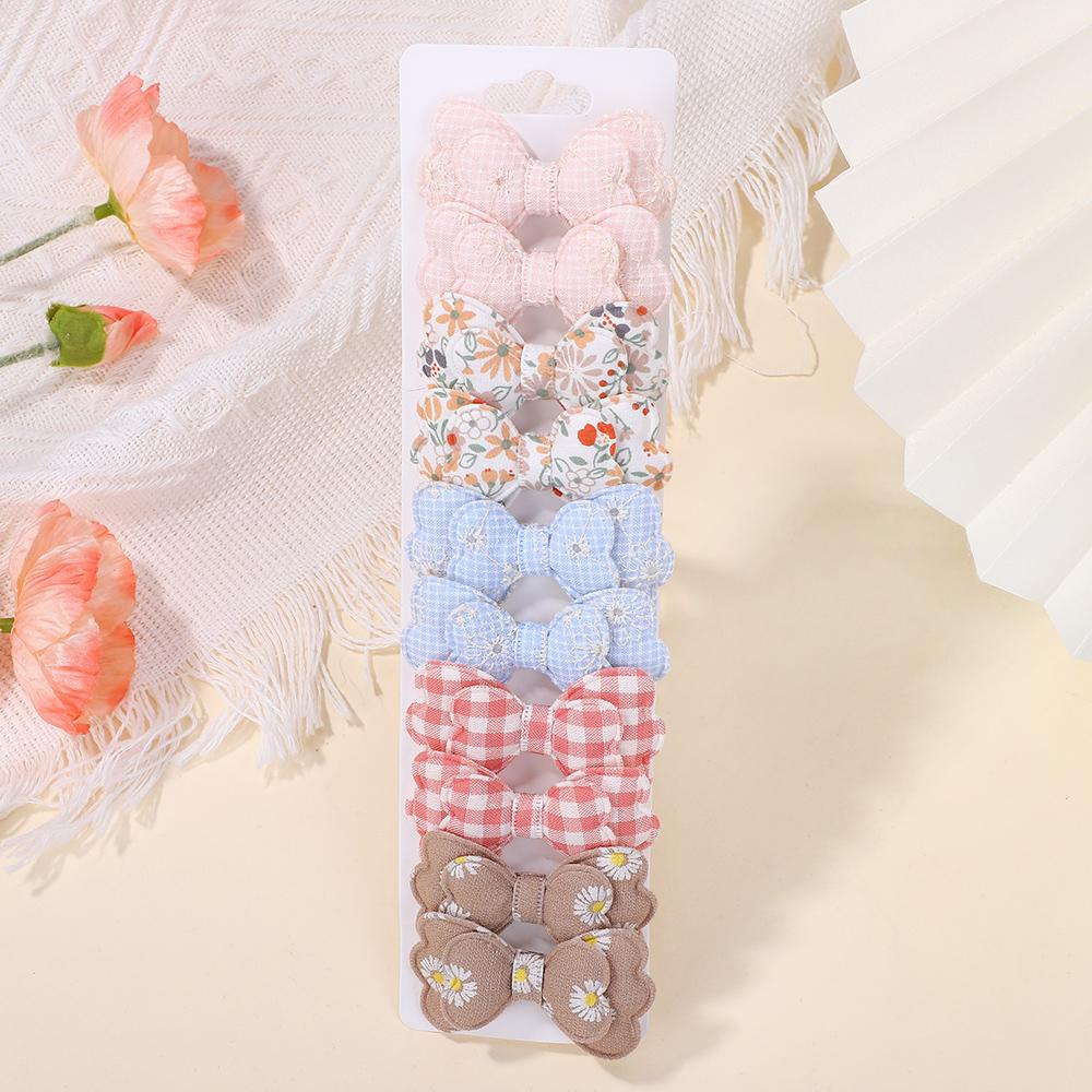 

10pcs/set Lovely Fabric Printed Hair Bows Clips for Girls Handmade Boutique Mini Barrette Headwear Kids Hair Accessories