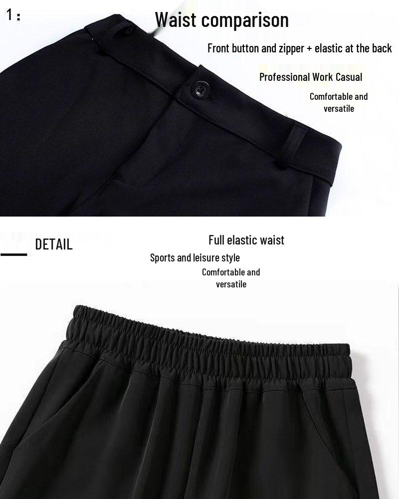 Damen Sommerhose mit hohem Bund, weitem Bein, schwarz 2024 - Lässig, drapiert, Mopping-Stil