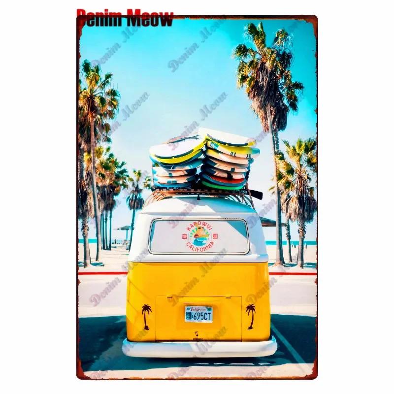 Beach Metal Tin Sign, Vintage Summer Beach Plates, Relax Wall Sign, Pool Tiki Bar Pub Seaside Ocean, Happy Place, Decor WY161