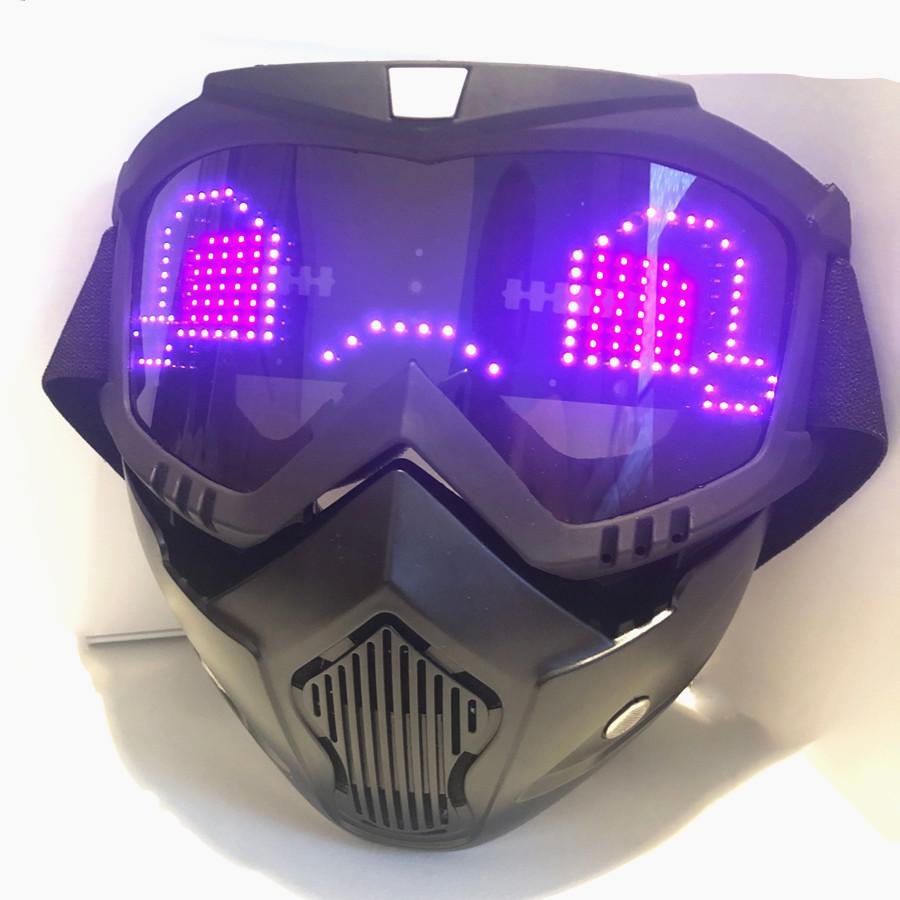 Bluetooth RGB Light Up Airsoft Paintball Military Tactical LED Display Mask Full Face Skull Halloween Hunting Protective Mask