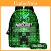 Mochila Durável de Poliéster com Estampa Minecraft e Estojo
