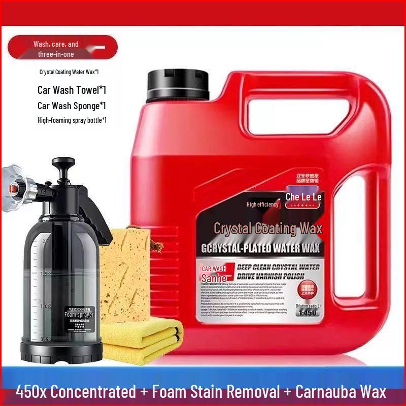 Crystal Car Wax: High-Foam Water Wax for White & Black Cars, Powerful Stain Remover, Damage-Free Shine