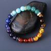 Premium Natural Stone 7-Color Chakra Handmade Beaded Elastic Couple Bracelet Bracelet Jewelry