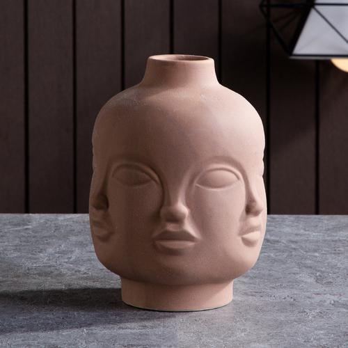 Nordische Keramik-Gesichtsvase Modernes Wohnzimmer Lippenblume Leichter Luxus Ausdruck Halbes Gesicht Dekoration Heimdekorationszubehör