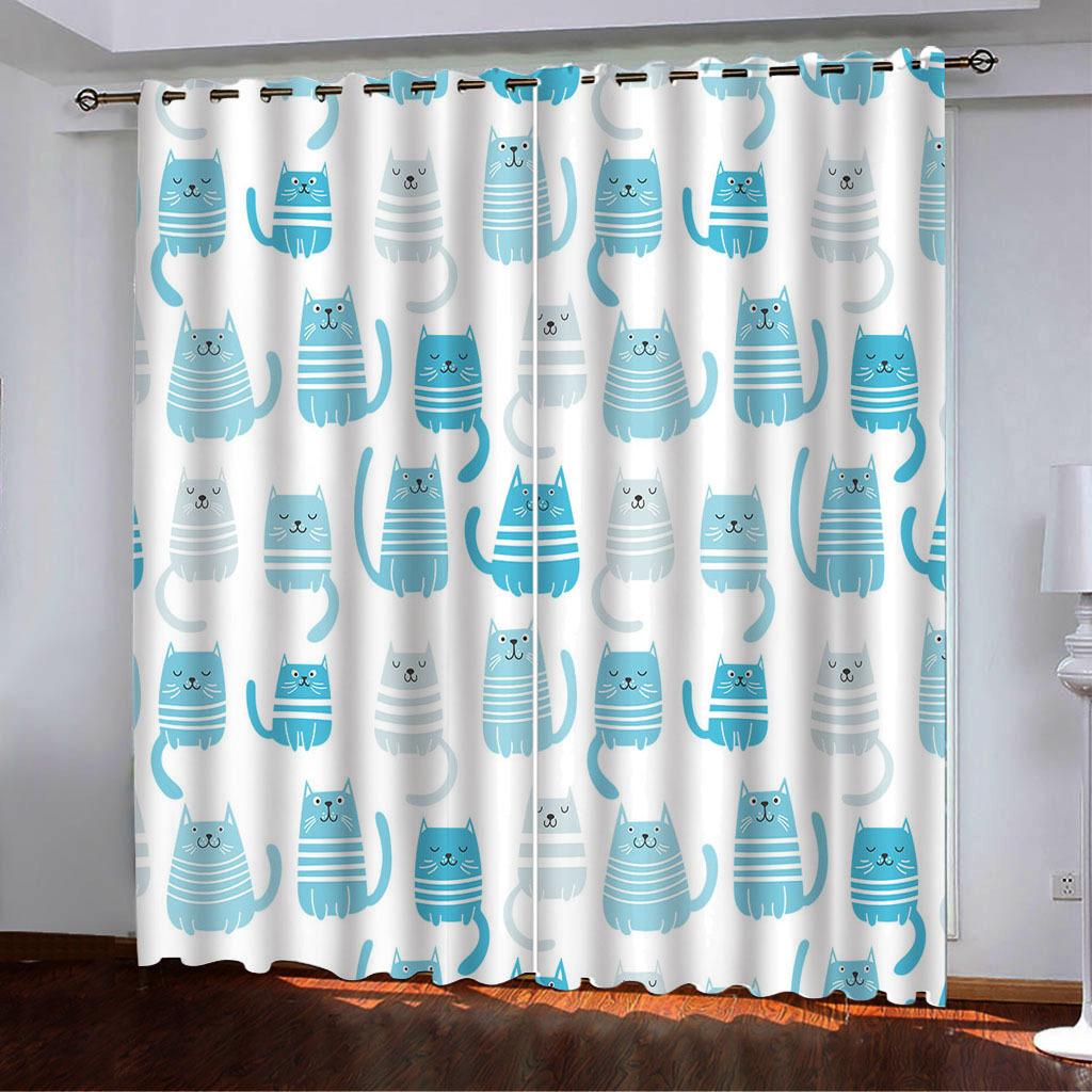 Curtains Popular Small Animal Head Simple Digital Printing High Density Blackout Curtains