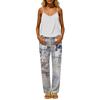 Women's Sleeveless Backless Top and Elastic Waist Pants Set, Color Loungewear