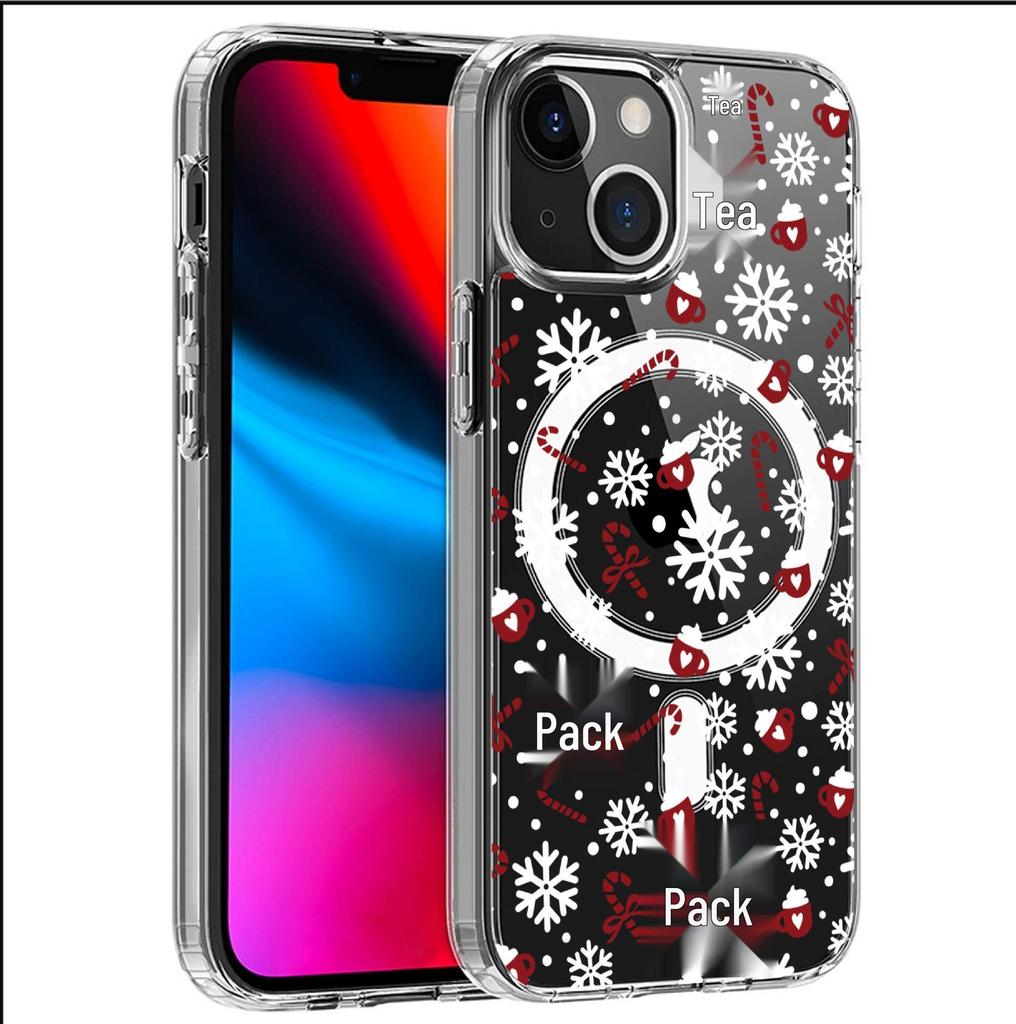 Magnetic Snowflake Transparent Full Coverage Case for iPhone 15/16/17 Pro Max