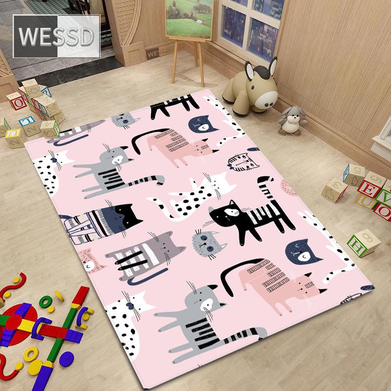 Teppich im nordischen Stil, Cartoon-Tier-Teppich für Schlafzimmer, Kawaii-Raumteppich, rutschfest