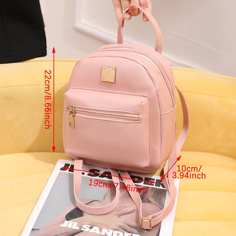 Fashion New Women Korean Style Mini Backpack Pu Leather Small Backless Bag Multi-Functional Girls' Small School Backpack