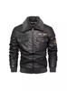 Men's European-American Winter PU Leather Jacket - Velvet Lined, Slim Fit, Lapel Style Outerwear.