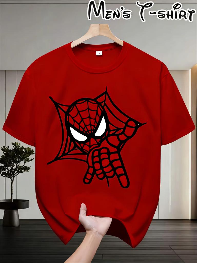 2026 neues Marvel SpiderMan T-Shirt Herren Sommer Oversized Tee Niedlich Cartoon Netz Grafikdruck Kurzarm Streetwear Hohe Qualität