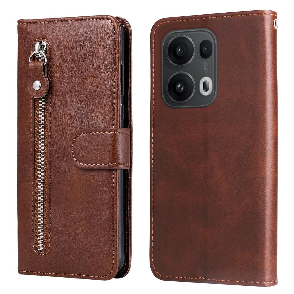 For Oppo Reno14 Pro 5G (China)/Oppo Reno13 Pro 5G/Oppo Reno14 Pro 5G (Global) PU Leather Cases with Zipper Pocket Wallet Phone Cover Stand