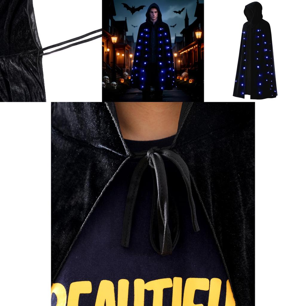 Adult Demon Cosplay Cloak With Led Light And Velvet Material For Halloween Costume Party