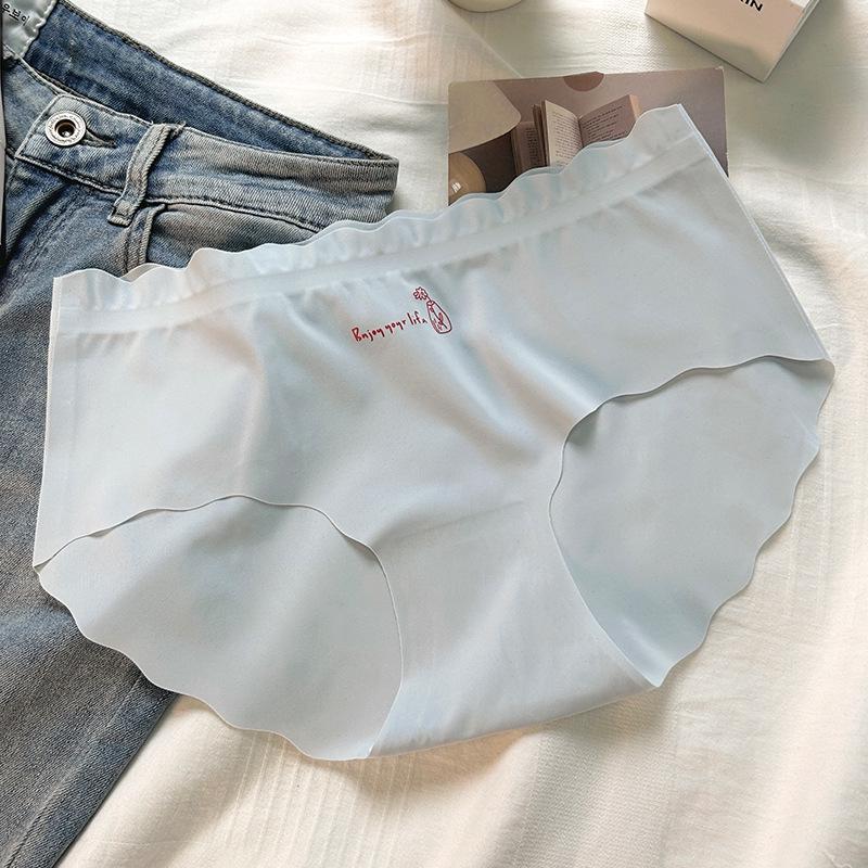 

Женские бесшовные трусики со средней посадкой из ледяного шелка Sweet Milk Puff с 3D дизайном персиковые ягодицы и антибактериальной ластовицей из чистого хлопка M【75-95 lbs】