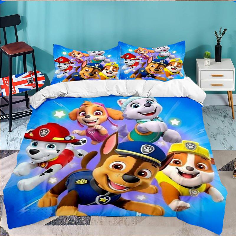 Dog Paw Heroes 3PCS Bedding set,Ideal for 1pc Duvet Cover And 2pcs Pillowcases Perfect for Fan gift,Ideal for Bedroom, Dormitory