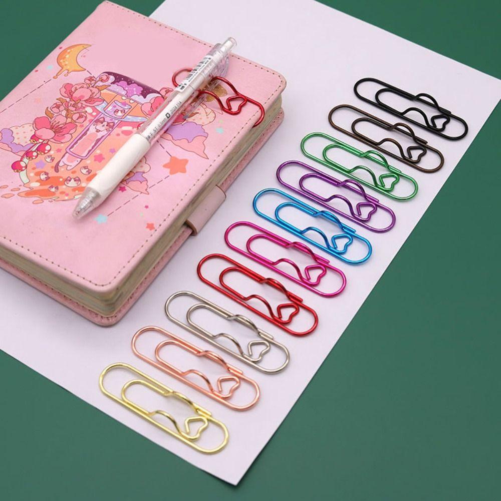 10pcs Colorful Paper Clips Document Clips Bookmarks Multi-functional Pen Holder  Notebook