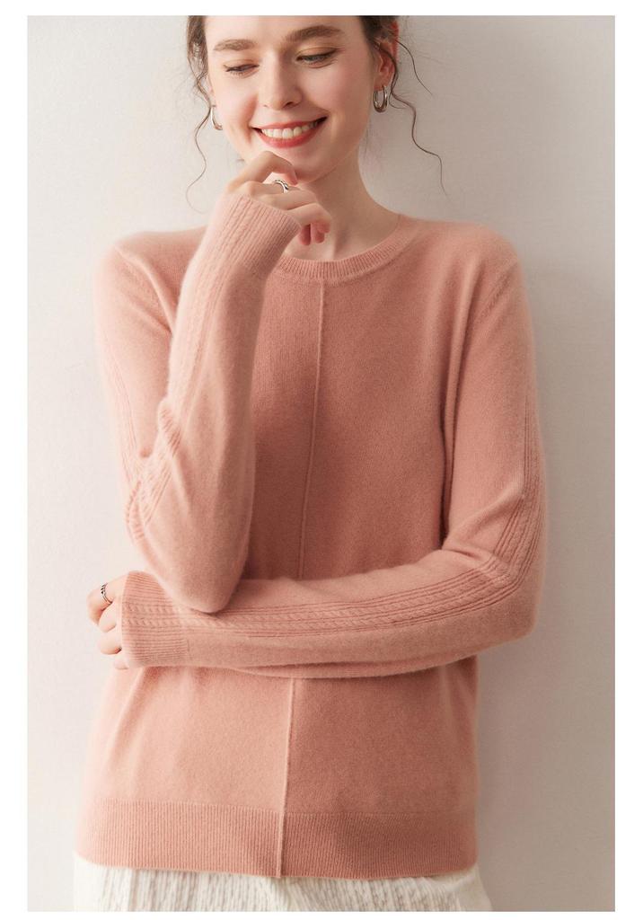 Lekasha Women's Soft Cashmere Round Neck Wool Knit Sweater
