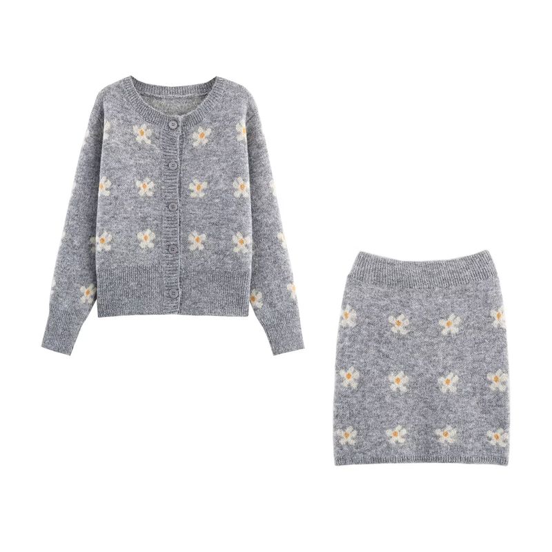 Za New Arrival Women's Clothing ZR Fashion Style Export Fashion All-Match Casual Jacquard Knitting Sweater Skirt Suit