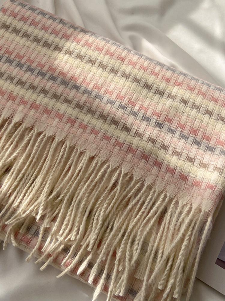 New Sweet Vintage Scarf Headscarf Winter Women Ladies Men Preppy Rainbow Striped Scarve Pashmina Mujer Foulard Wrap Shawl Unisex