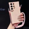 For  Matte Lanyard Soft TPU Case for Samsung Galaxy S26 S2 Ultra S24 Plus Lens Protector Wrist Strap Airbag Bumper Cover