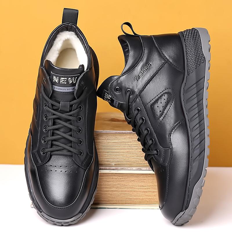 Winter Samt warme Baumwollschuhe Herren High-Top Lederschuhe Business Casual Herrenschuhe Leder dicksohlige Nordost große Baumwollschuhe Herren