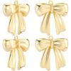 Beebeecraft 1 Box 5Pcs Bowknot Charms 18K Gold Plated Brass Large Bow Dangle Pendants Charm with Loop for Jewellery Making DIY Craft Supplies
