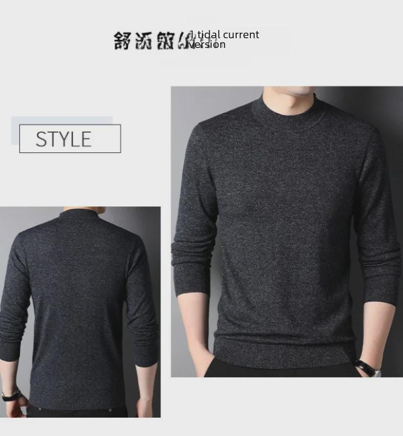 Halbrollkragenpullover für Herren aus 100 % reiner Wolle – Herbst-/Winterkollektion 2024