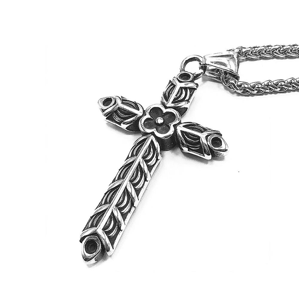 Retro Nordic Viking Style Cross Pendant Necklace for Men Women Punk Biker 316L Stainless Steel Cross Necklace Jewelry Wholesale