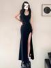 Black Royal Sister Style Sexy Suspender Dress Women's Summer New Design Sense Slim Split Split Hip Wrap Long Skirt