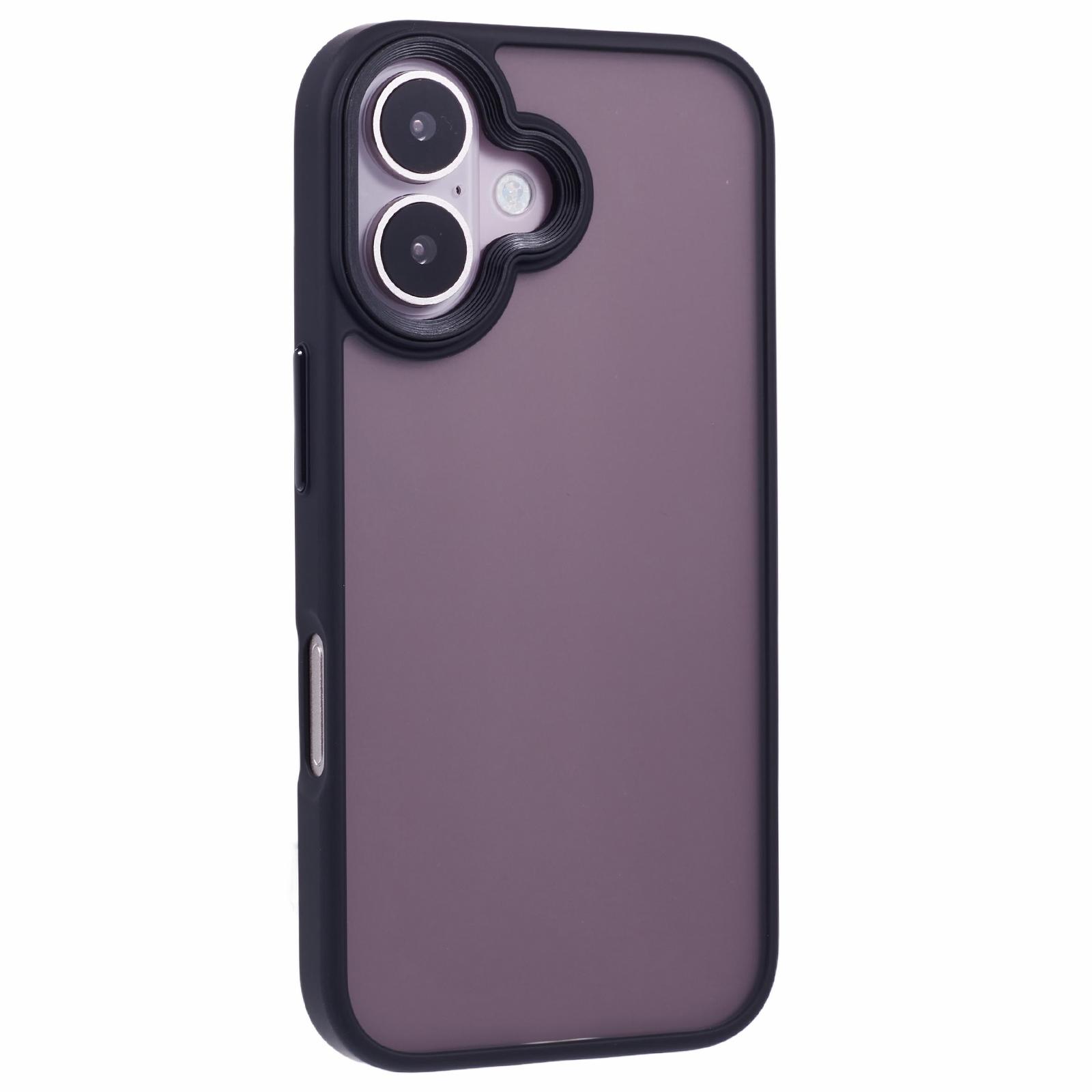 

For iPhone 16 Plus Case Matte Finish PC+TPU Phone Cover Skin-Touch Black