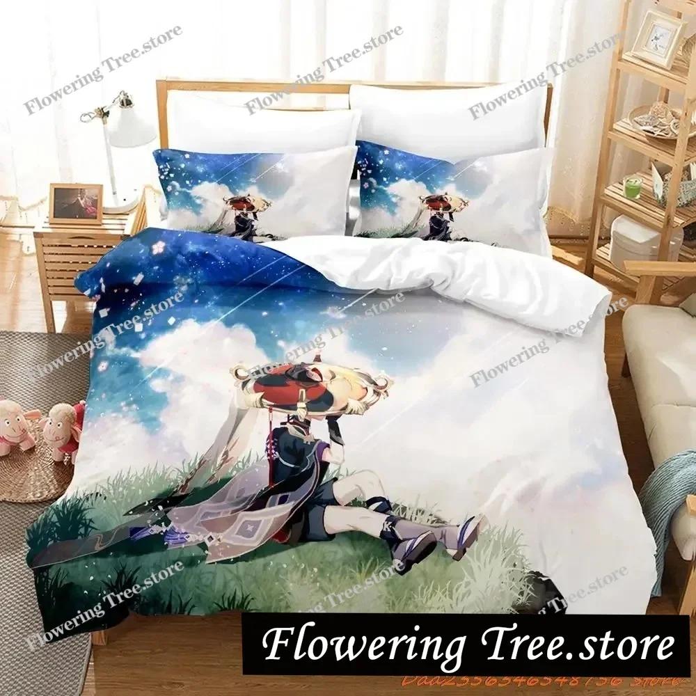 Game Genshin Impact Scaramouche Bedding Set Cartoon Anime Set Adult Kid Bedroom Duvetcover Sets 3D Kawaii