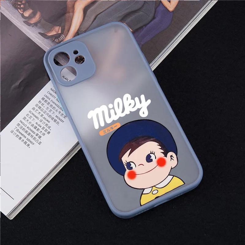 Cute Boy Girl Couple Phone Case For iPhone 12 11 13 14 15 Pro Max X XS XR SE 7 8 Plus Sweet Peko Milky Hard Matte Cover Fundas