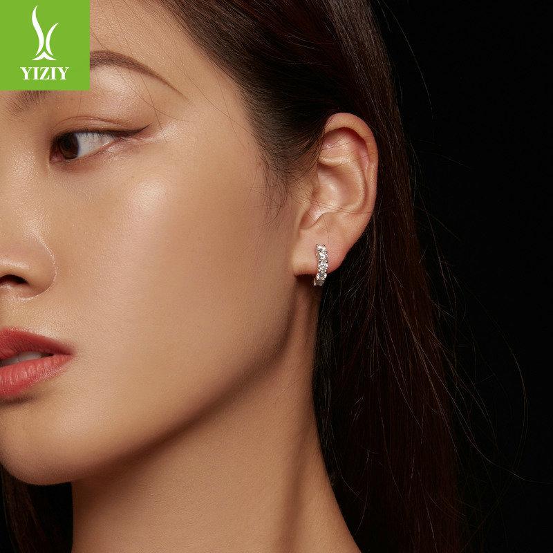 925 Sterling Silver Shining Moissanite Ear Buckles Women'S Wedding Earrings Light Luxury High-End Autumn And Winter