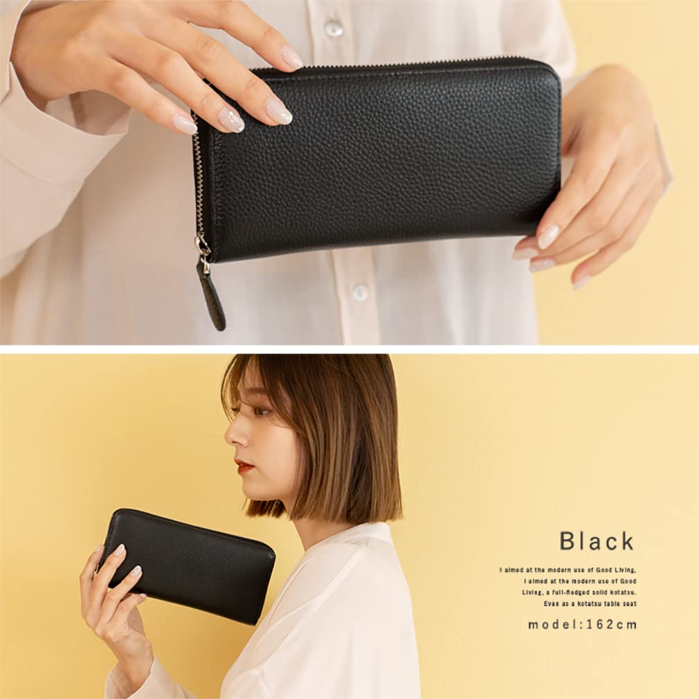 VITAFELICE Genuine Leather Long Wallet Women's Anti-Skimming (nsw-30007n) (Black)
