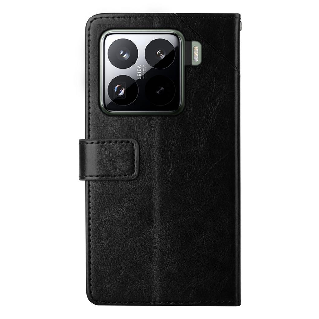 For Xiaomi 15 Case with Wrist Strap Y Shaped Lines Imprint Leather Phone Cover