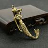 Statue Mermaid Antique Miniatures Copper Bronze Fairy Figurines Home Office Living Room Decor Crafts Lucky Car Key Ring Pendant