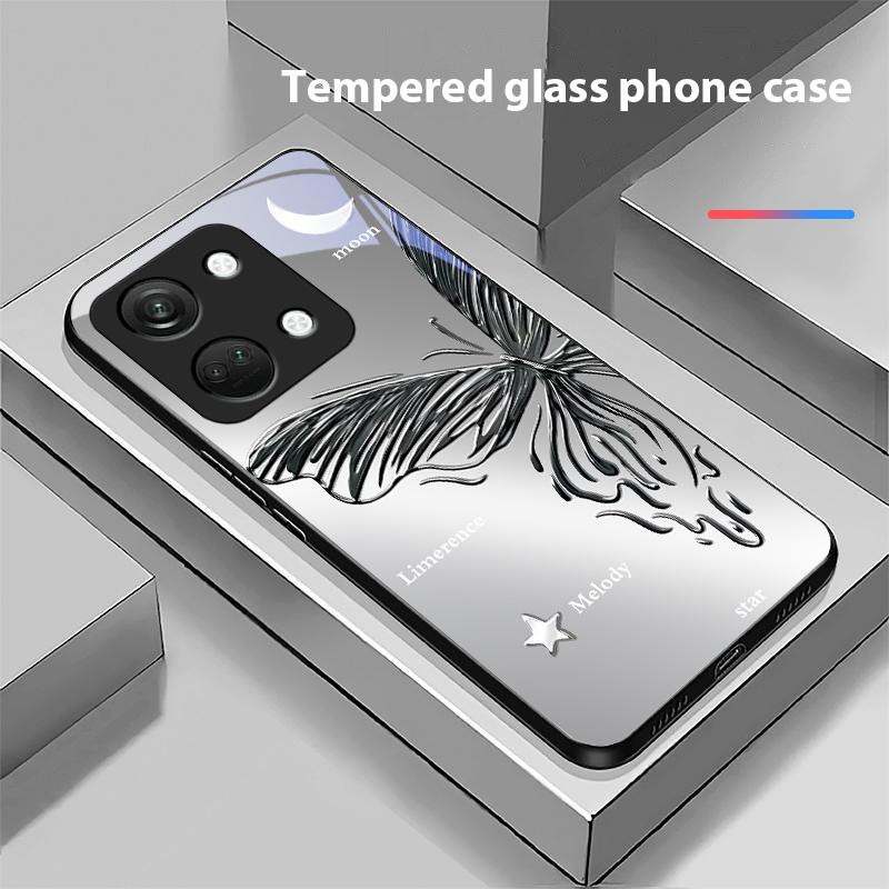 Metallic Butterfly Für OnePlus Nord 3 5 6T 7 Pro 8 12 10T Reno8 Lite 5G 10R Nord N30 Hartschale Panzerglas Handyhülle Schwarz
