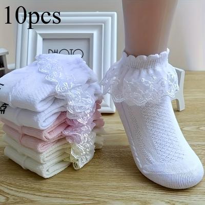 10 Double Set Girl Kids Baby Lace Lace Mesh Breathable Spring Summer Autumn Little Princess Dance Socks