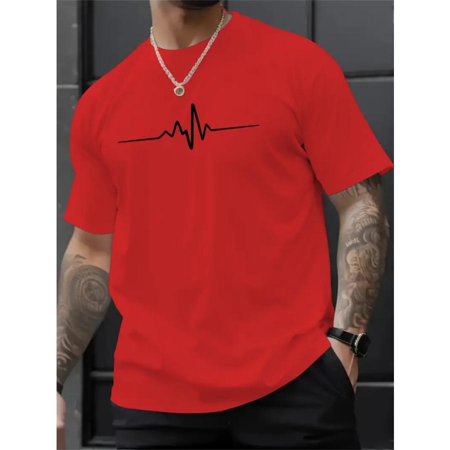 Creative Print Men's Fashionable Summer Crew Neck Short Sleeve Sports T-shirt, Comfortable And Versatile