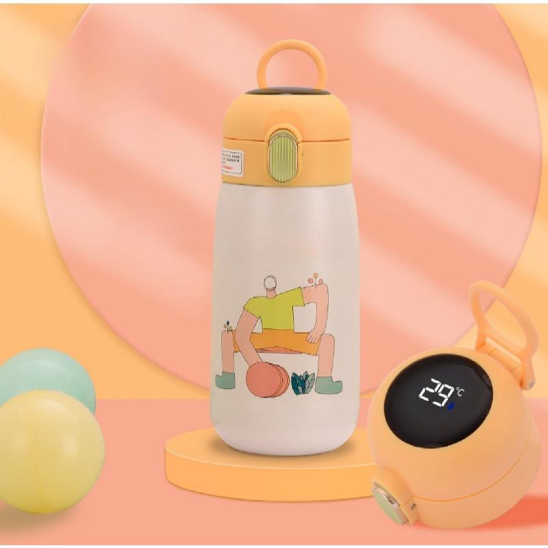 Smart Pot-bellied Mug 316 Stainless Steel Thermos Cup Touch Temperature Cartoon Water Cup Portable Children's Water Cup