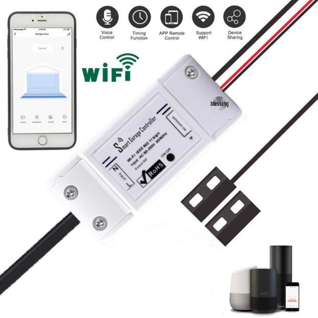 WiFi Smart Garage Door Controller with Alexa Voice and App Support