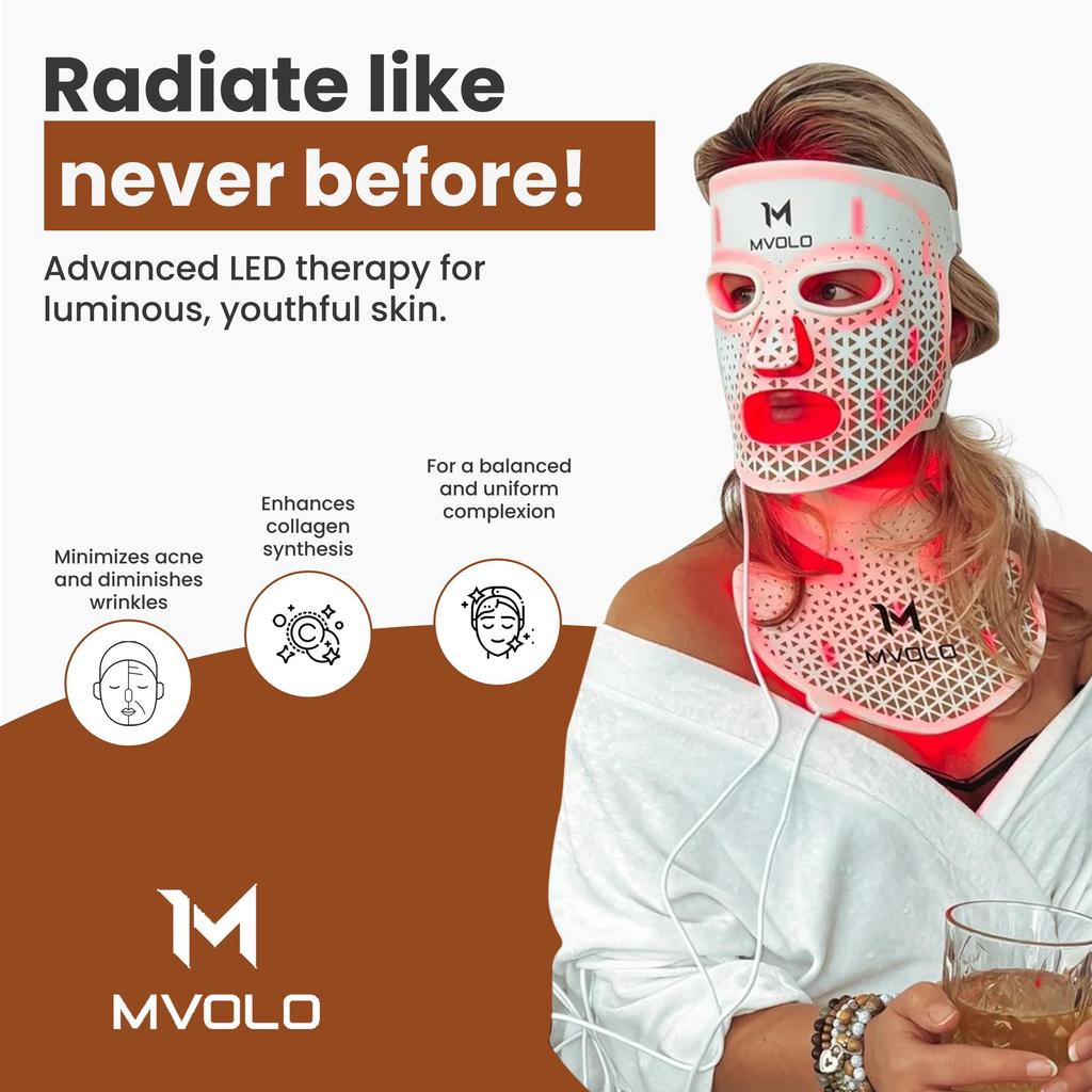 Mvolo LED Face mask - red light therapy - beauty - relaxation