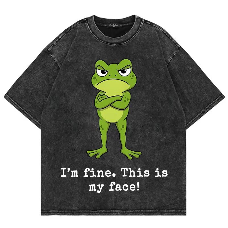 100% Cotton Vintage Washed Y2K Funny Rippit T Shirt Fashion Men/Women Aesthetic Retro Frog Oversize Loose Wash Tees Shirts