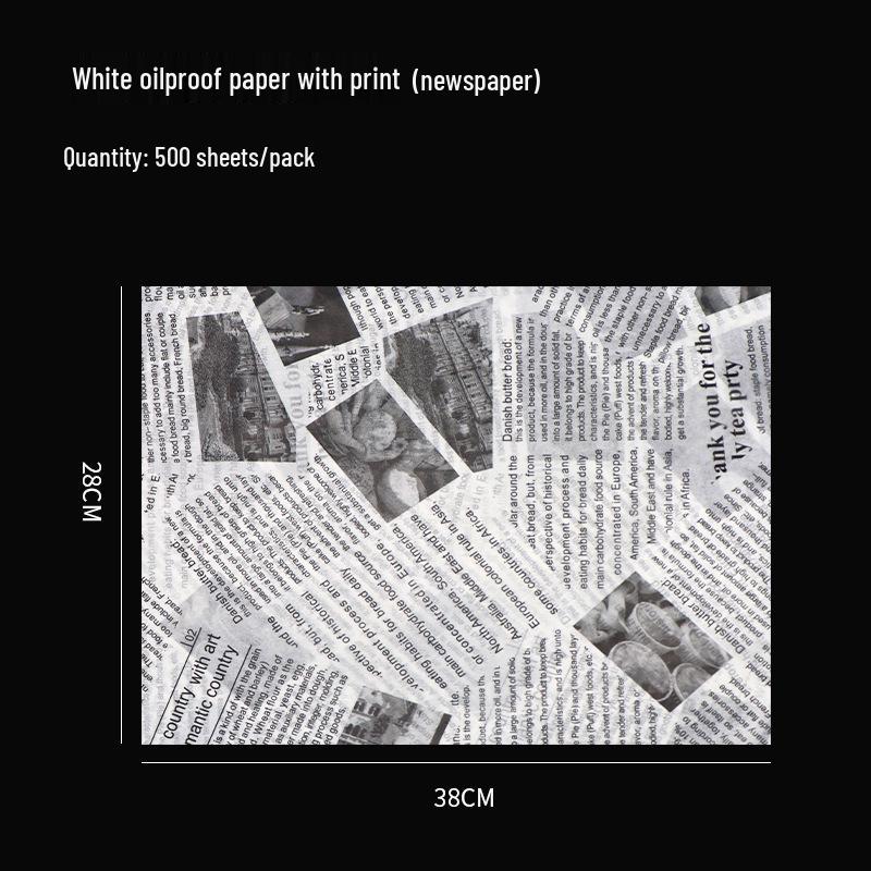 Oil-Proof Food-Grade Baking Paper: English Newspaper Design for Hamburgers and Placemat Use