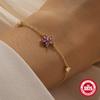 Fashion S925 Sterling Silver Purple Flower Diamond Daily Match Work Ladies Bracelet