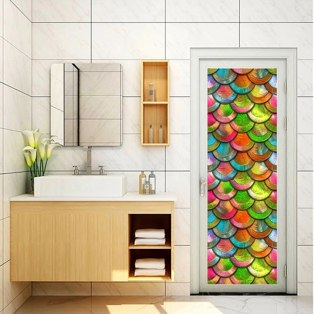 Colorful Stained Glass Window Film Retro Flowers Pattern Non-adhesive Window Decals Static Clings Non-Adhesive Window Stickers