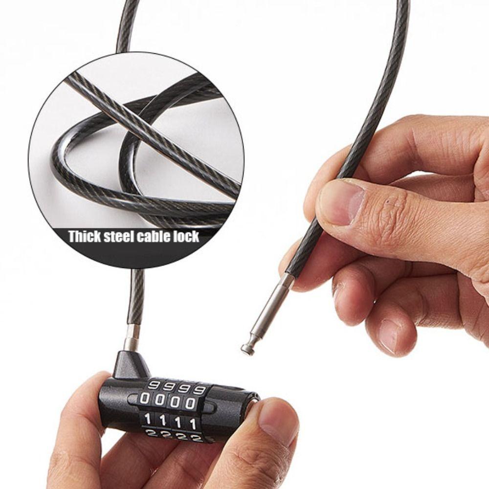 4-digit Steel Cable Lock Multifunctional Suitcase Lock Lightweight Cable Password Lock Helmet