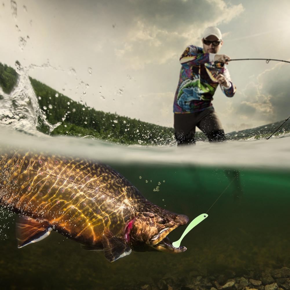 AR41 10PCS 75mm T Tail Soft Worm Artificial Bait Lures Fishing Tackle AccessoriesLuminous